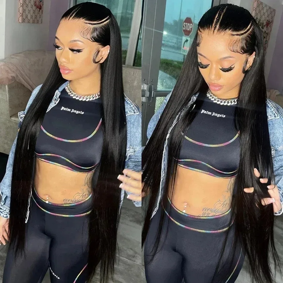 

Парик женский из прямых человеческих волос, 30/40 дюймов, 13x4/13x6