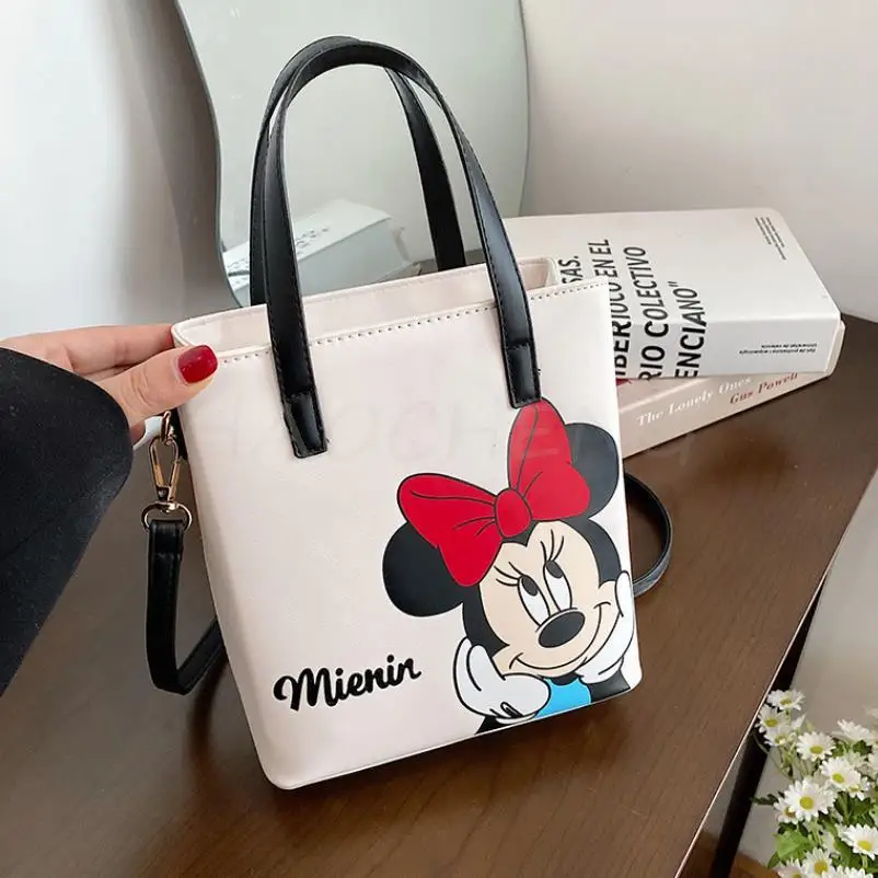 Mickey Mouse Disney Retro Fashion Handbag Women's Bag New Splicing Color  Collision Print Shoulder Cross-body Bucket Bags