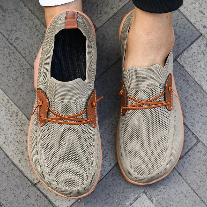 Simple Men's Wide Toe Shoes Lightweight Soft Sole Zero Drop Sole Casual Flat Shoes Breathable Comfortable Trail Walking Shoes