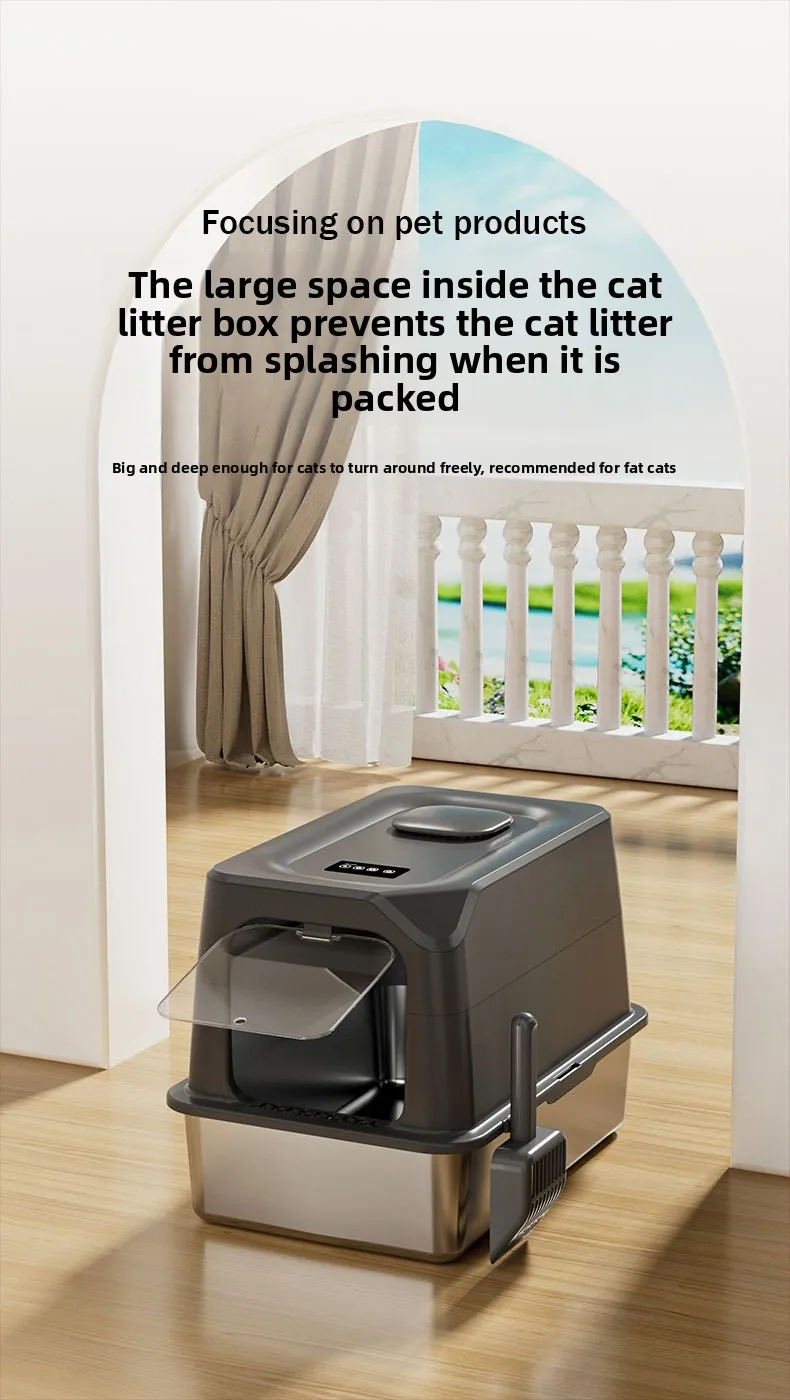 Automatic Self Cleaning Cat Litter Box Large Covered Deodorizing_voghion.com