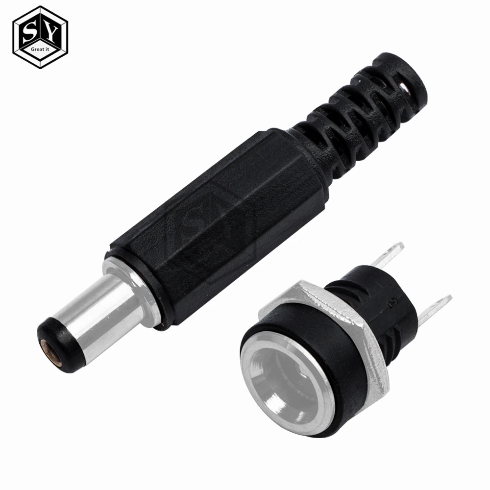 10PCS 5Pair DC Power Connector pin 2.1x5.5mm Female Plug Jack + Male Plug Jack Socket Adapter DC-022B