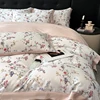 4Pcs Lyocell Bamboo Fiber Soft Silky Cool Feeling Floral Plant Prints Bedding Set Duvet Cover Bed Sheet/Fitted Sheet Pillowcases 2