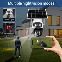 Caméra solaire 4G extérieure à double objectif, triple écran, 12MP, 6K, caméra de surveillance sans fil V380 Pro, batterie intégrée 8000mAh 4
