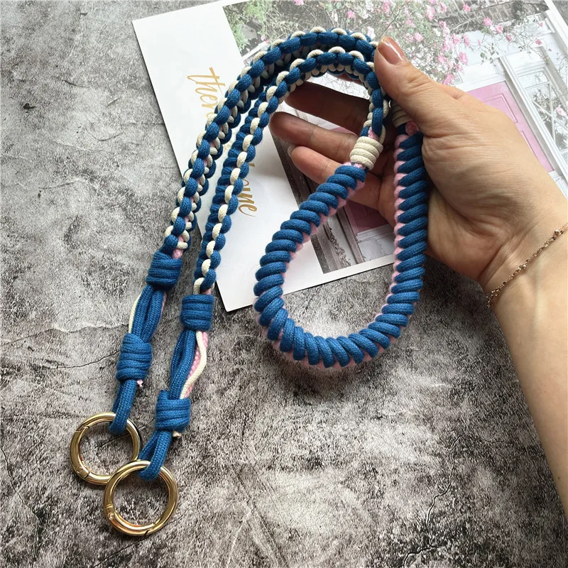 Luxury Cotton Lanyard with Metal Key Ring - Customizable Crossbody Strap
