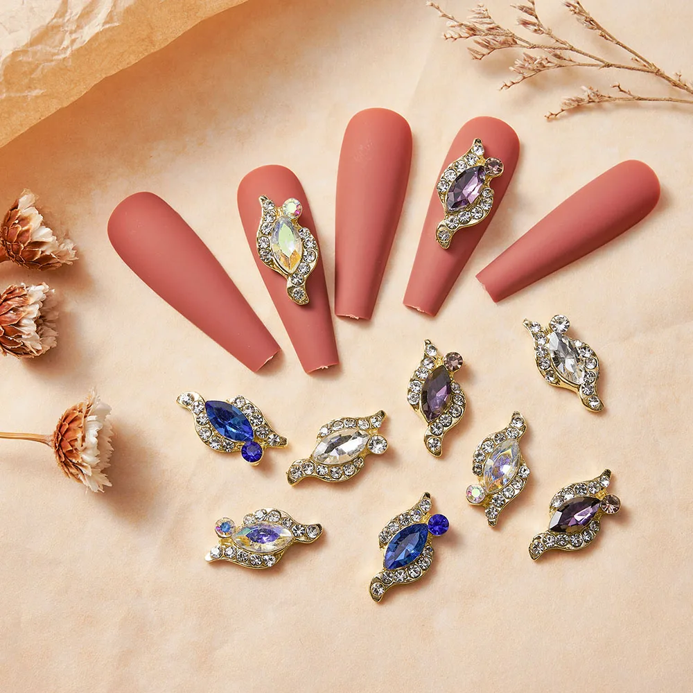 Jewelry Crystal Shapes Nails, Stone Gold Charms Nail Art