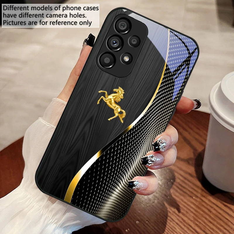 Wood Grain Golden Horse Glass Phone Case
