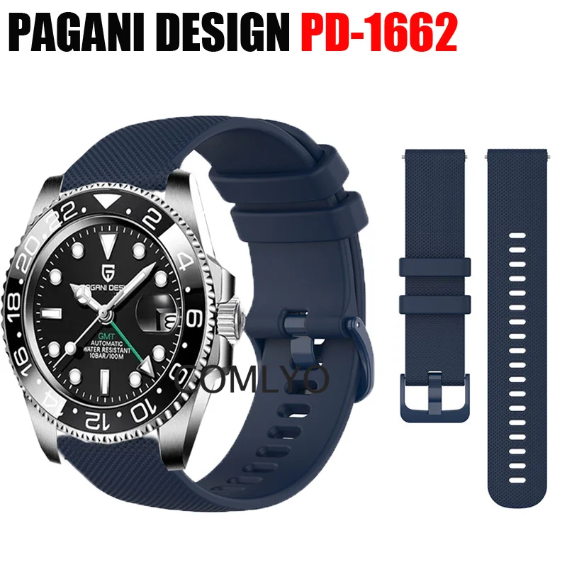 Cinturino Per Pagani Design Pd-1662 Cinturino Orologio Meccanico Cinturino In Silicone Morbido Per Uomo Donna