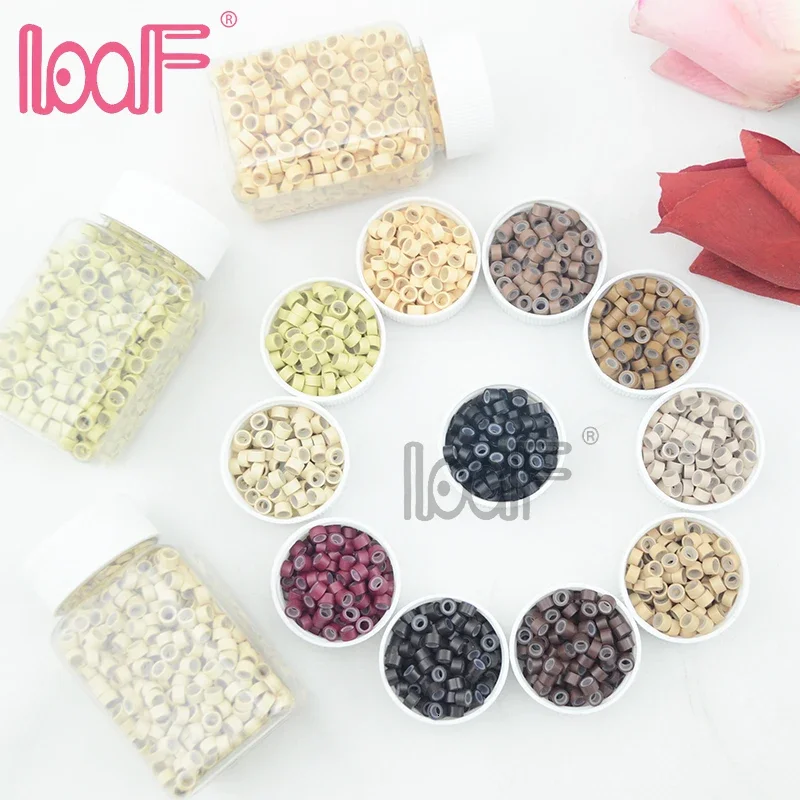 LOOF 5.0mm 200 병 (200000 개) 마이크로 실리콘 플레어 링/비즈/링크 i 팁 헤어 익스텐션 11 색
