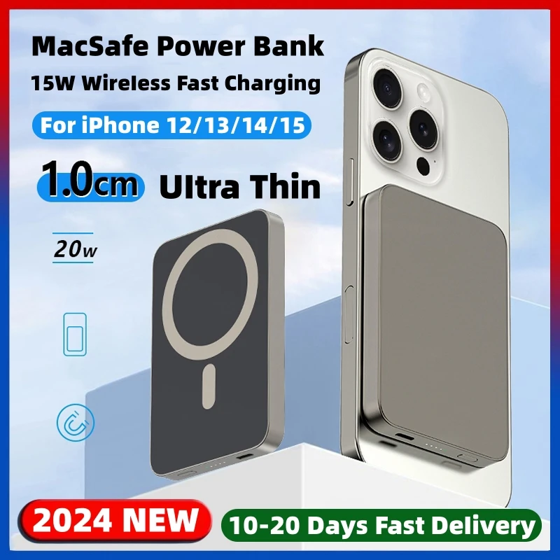 

2024 New 10000mAh Magnetic Wireless Power Bank 20W Fast Charger For Magsafe iPhone 12 13 14 15Pro Max External Auxiliary Battery