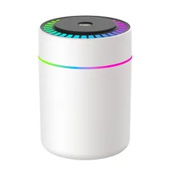 Compact USB Air Humidifier with 180ML Aroma Diffuser and Colorful LED Lights (Type B White)