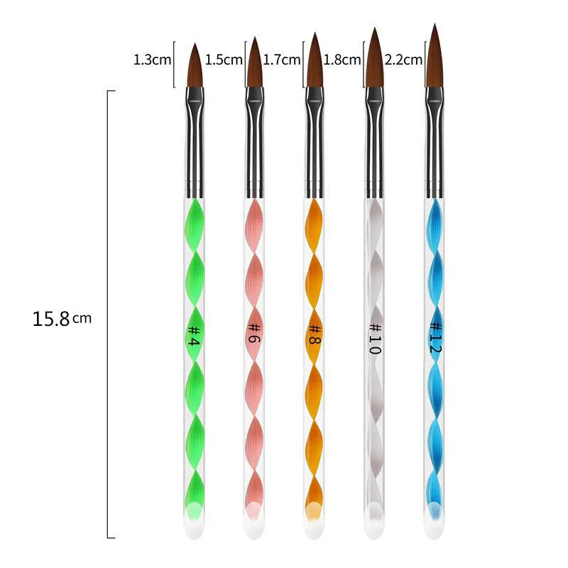 Hot Sale High Quality 5 Pcs Fashion Acrylic UV Gel Nail Art Builder Brush Pen Set Nail Art Painting Drawing Brush Manicure Tools 3
