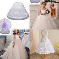 Mode blanc dentelle enfants jupe jupon anneau en acier réglable princesse jupe Tutu jupe 3 cerceaux mariage jupon enfants filles 4
