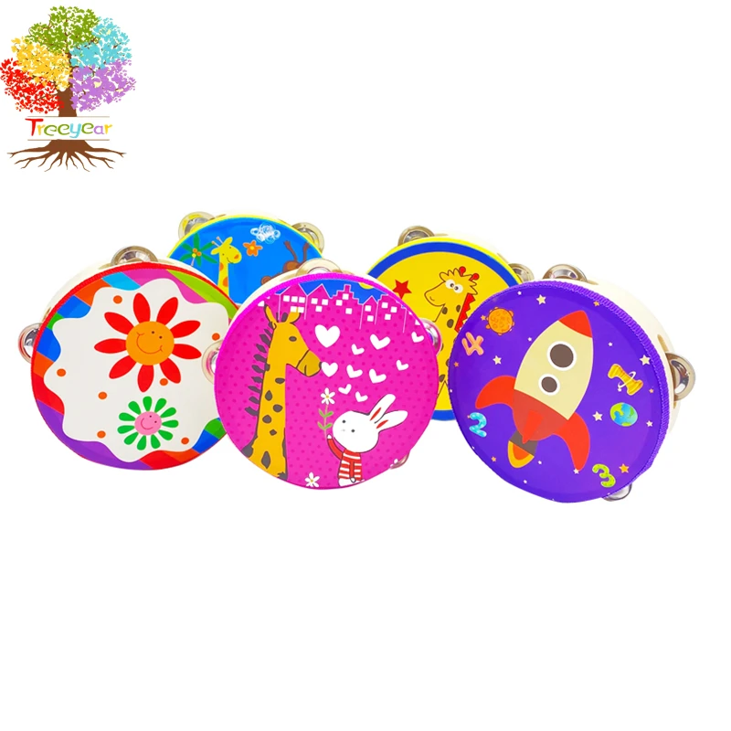 

Montessori Tambourine | Wooden Tambourine Drum for Kids, Musical Instrument for Children 12 Months Multicolor（Random color）