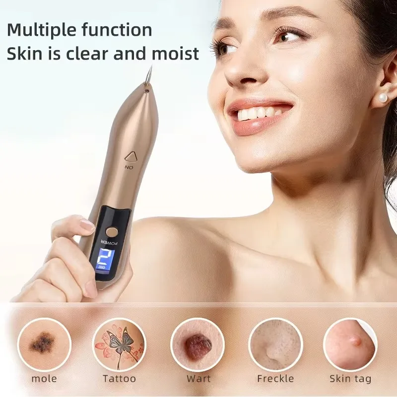 9 Level LCD Face Skin Dark Spot Remover Mole Tattoo Removal Laser Plasma Pen Machine Facial Freckle Tag Wart Removal Portable