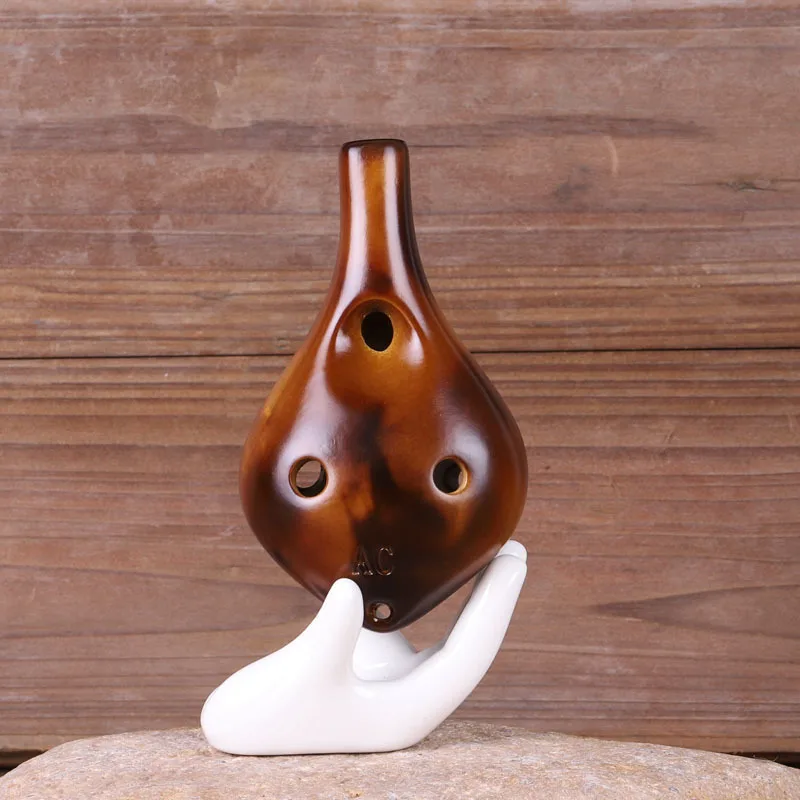 6 Hole Small Size Ocarina Strawfire Ceramic Alto C Tone Key Flute Glaze Chinese Tao Professional Musical Instrument Beginner