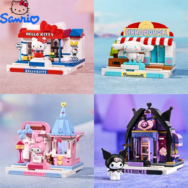 

Sanrio Genuine KuromiCinnamoroll MymelodyHello Model Building Blocks Bricks KittyAnime Assembly Action Figures Set Holiday Gifts
