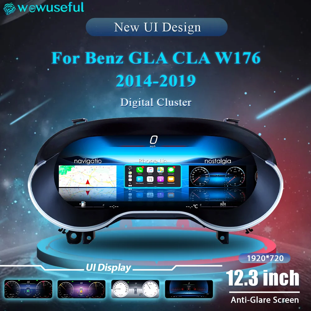 Grupo de tablero Digital de 12,3 pulgadas para Mercedes Benz C GLA CLA W176 117 C177 X156 2014 6 Ntg4.5 5,0 cabina de panel de instrumentos automáticos 1