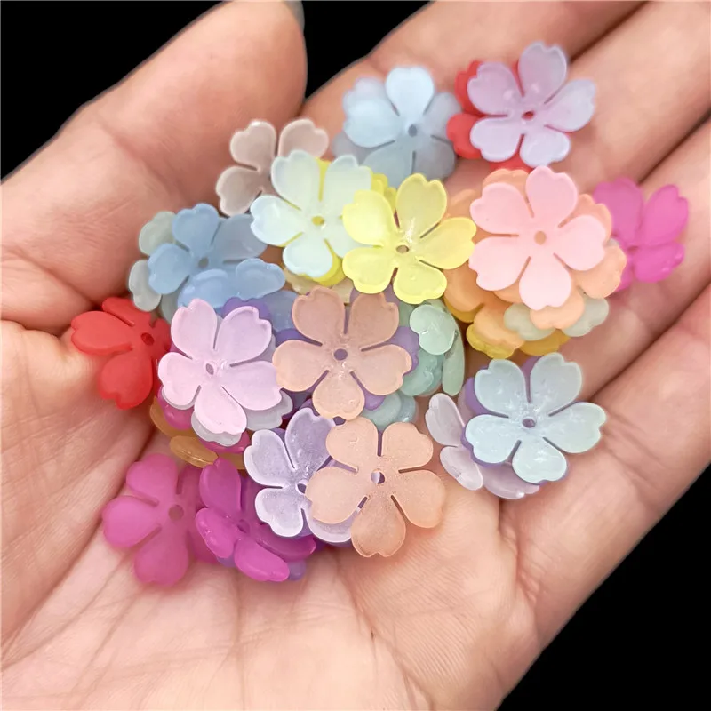 

50pcs Frosted Five Petal Flower Shape Acrylic Beads Loose Spacer Beads For Jewelry Making DIY Bracelets Handmade Accessories