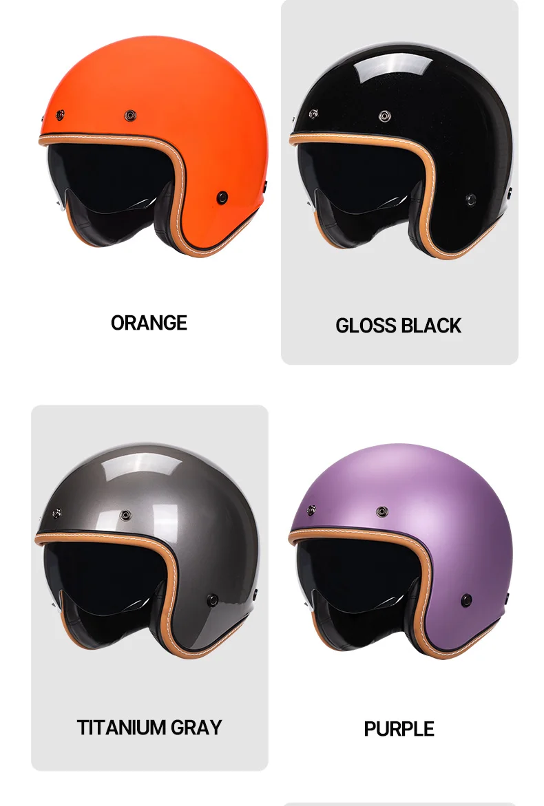 Jet Helmet DOT Open Face Helmet for Men Women Retro 3/4 Motorcycle Helmets Vintage Cafe Racer Half Face Helmet Capacete De Moto