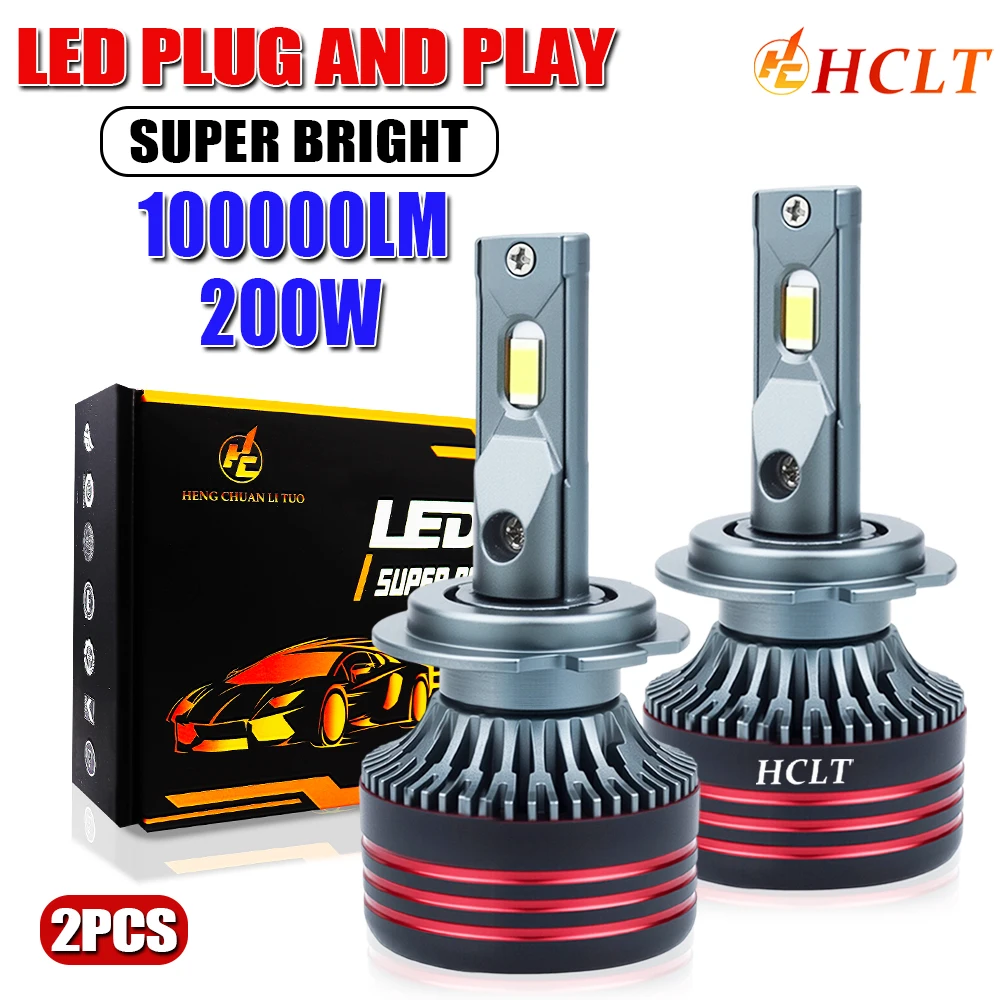 Ultra-Bright LED Plug-and-Play Car Bulbs - 100,000 LM, Wireless, 6000K, 12V, CANBUS-Compatible