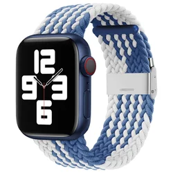 Braided Solo Loop Watch Strap in Elegant Design - 38mm 40mm 41mm (Z Blue White)