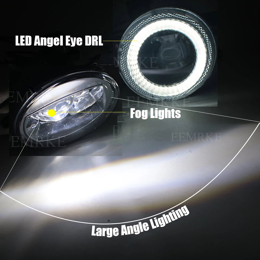 2 PCs LED Angel Eye DRL Anti Fog Light with Lens Headlight Left & Right for Toyota Sienna 2011 2012 2013 2014 2015 2016 2017 detail image 9
