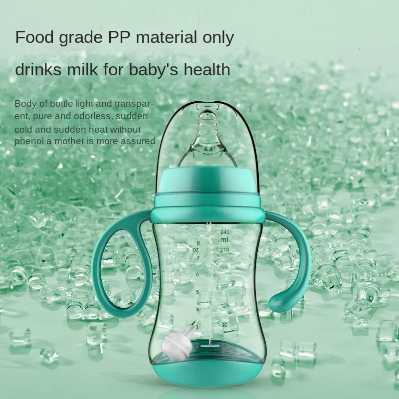 Baby Feeding Bottle Anti-Choke Baby Bottle with Grip Wide-Caliber Feeding Bottle for Newborn