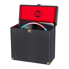  Record Storage Box Portable for 30 Vinyl Albums 7/ 10/ 12 Inch Records Carrying Case CD Disc Storage Holder Storage Case 