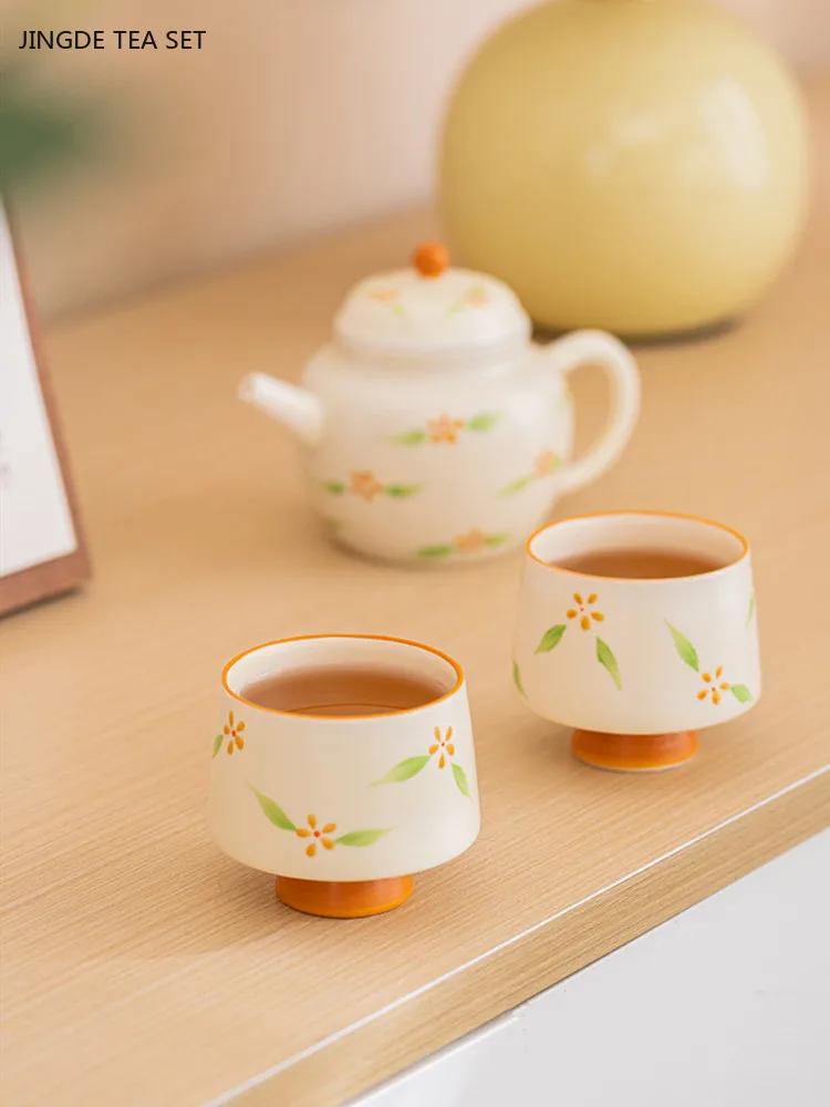 Hand-painted Flower Pattern Ceramic Teacup Chinese Household Tea Set Custom Beauty Gaiwan Exquisite Portable Tea Infuser