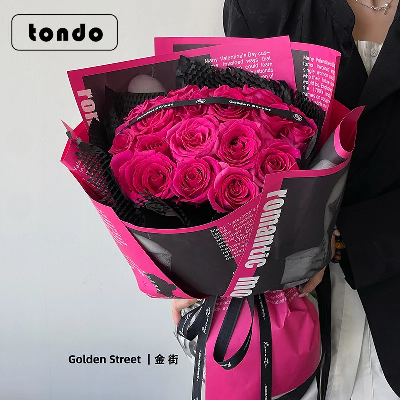 

Tangde New Style Flower Wrapping Paper Wholesale Style Pictorial Love Flower Packaging Paper Thickened Kraft Paper Diy Material