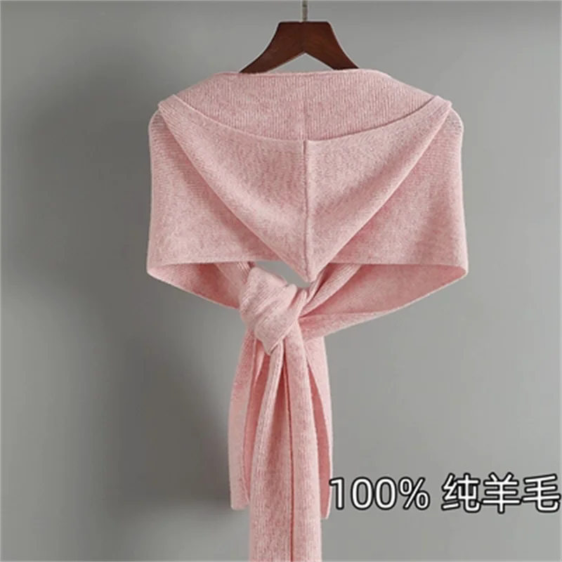 Winter New Fashion Solid Color Merino Wool Scarf Shawl Women Outdoor Keep Warm Soft Cashmere Knit Scarf Long Scarves 190*26