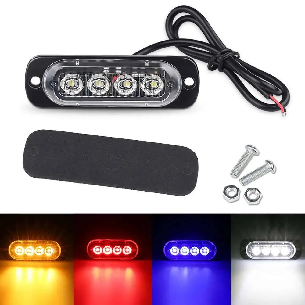 LED Warning Grill No Strobe Breakdown Emergency 4LED 12V Trailer Beacon Lamp LED Side Light For Car Truck Strobe Light