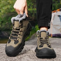 Men's Fashion Walking Boots High Top Men Sneakers Winter Plush Snow Boots Men's Outdoor Casual Shoes Classic Motorcycle Boots