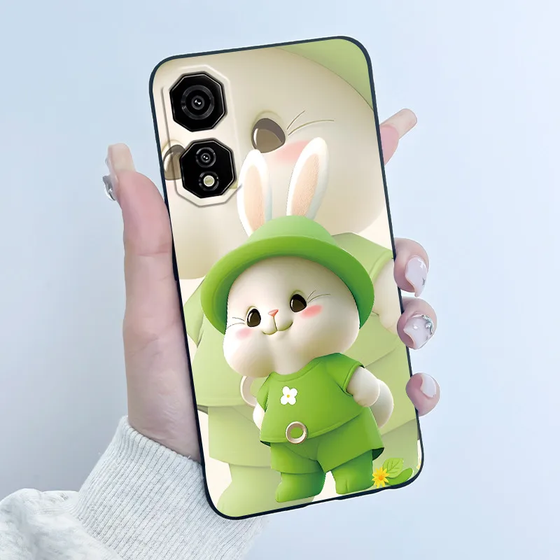 Cute Love Heart Rabbit Black Silicone Soft Protective Phone Case