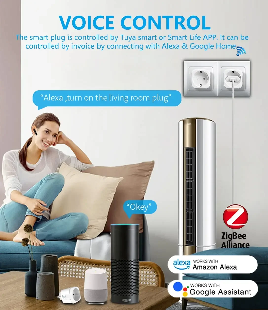 ZigBee Smart Plug with Power Monitoring and Voice Control
