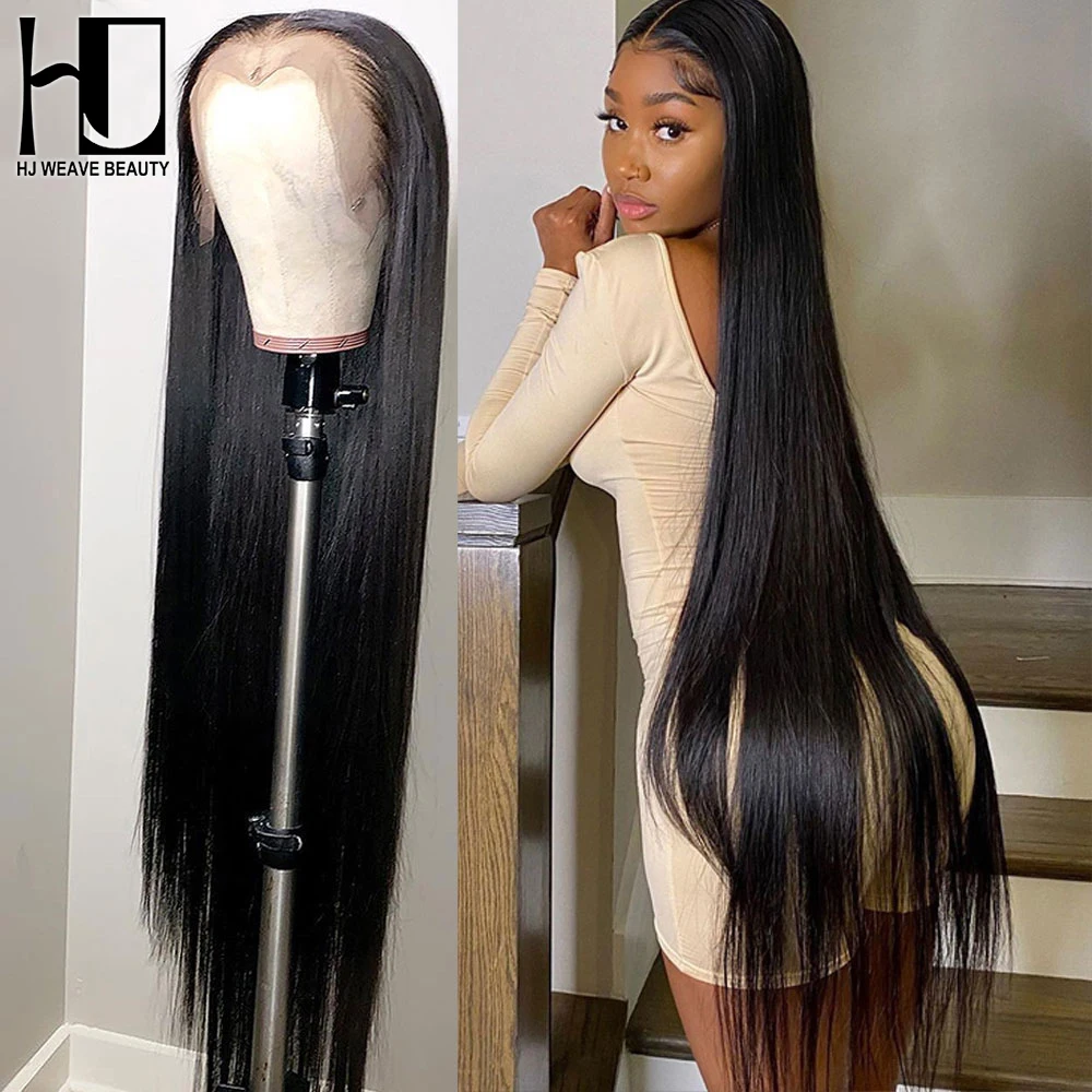 13x6 Straight Lace Frontal Human Hair Wigs Brazilian Transparent Bone Straight Human Wig 30 32 inch Lace Closure Wig For Women