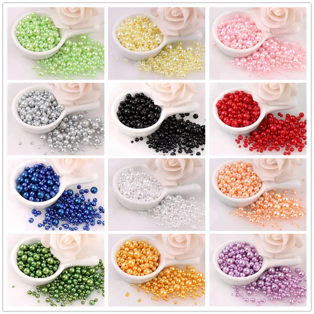 

3mm-10mm 20g Mixed Size High Quality Perforated Color ABS Imitation Pearl Jewelry Earrings Bracelet Necklace Loose Pearls