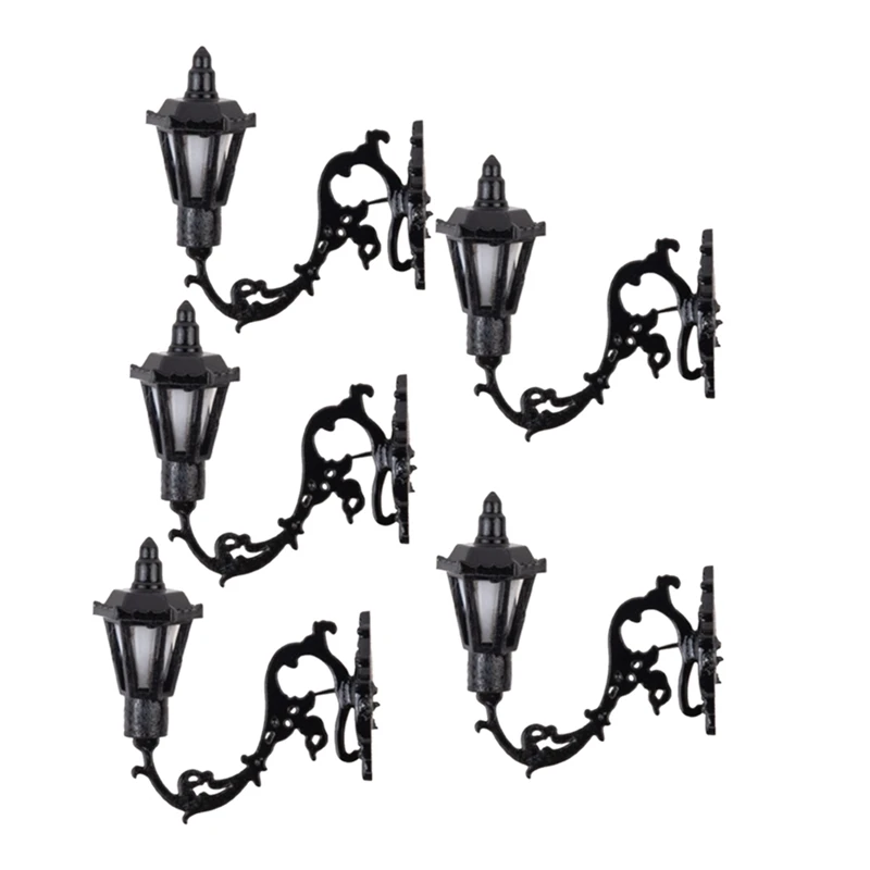1/87 Scale Model Wall Light Warm Yellow Classic Wall Mount Gooseneck Lamps Street Lamp Railroad Park Lamps