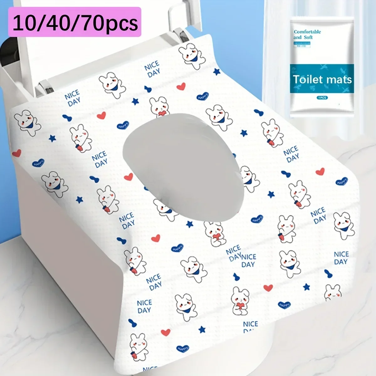 70/40/10Pcs Disposable Toilet Seat Covers Travel Public Bathrooms Airplane Hygiene Universal Fit All Ages Potty Training
