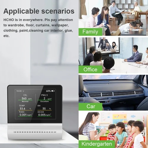 Noyafa 다기능 공기 감지기 LED 디스플레이 스마트 홈 테스터, 온도 및 습도, Jms16, 5 in 1, Pm2.5, HCHO TVOC Co2 3