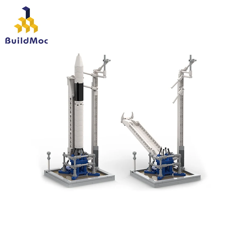 Moc [Saturn V Scale] Spacex Falcon 1 & Launch Pad Building Blocks Set Universe Rocket Artificial Satellite Falcon 9 Vehicle Gift