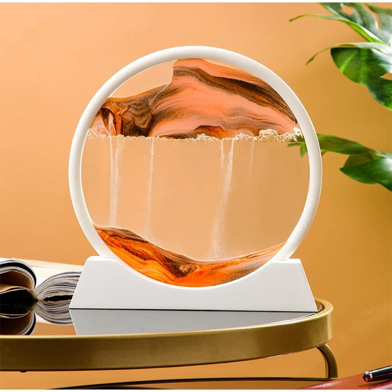 3D Moving Sand Art Painting Ornaments Round Sand Scene Hourglass Quicksand Room Ornaments Family Decoration Painting Decor Gift