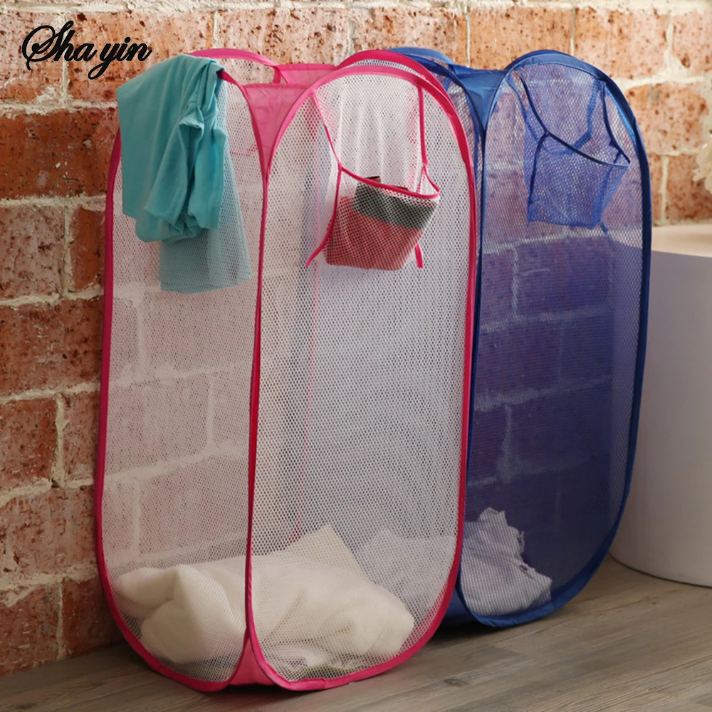 Mesh breathable laundry basket foldable large size 40 * 40 * 70 miscellaneous simple and large capacity