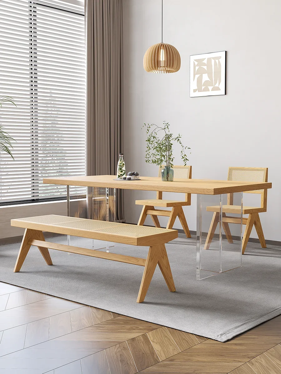 

Акриловый подвесной обеденный стол из массива дерева, японский маленький домашний Простой прямоугольный обеденный стол в скандинавском стиле