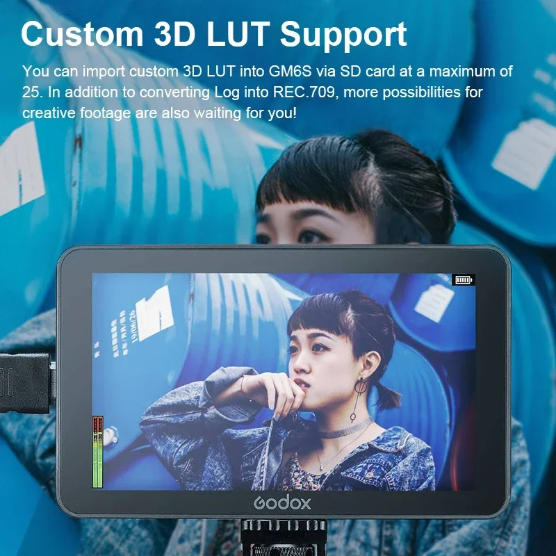 GODOX GM6S Monitor 5.5-inch 4K HDMI Touch Screen DSLR Camera Monitor Photo Video Focus Outdoor Shooting with Battery