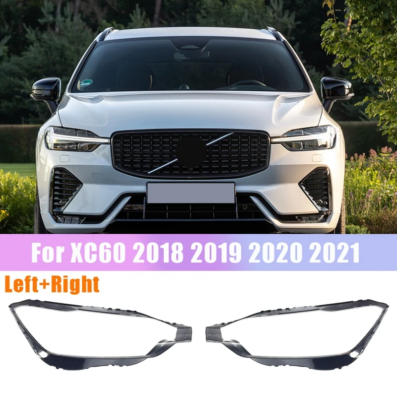 

Left + Right For Volvo XC60 2018 2019 2020 2021 Car Headlight Lens Cover Front Headlamp Lampshade Lamp Shell Cover Clear