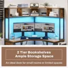 Small Computer Desk with Hutch & LED Lights, Triangle Corner Computer Desk with Keyboard Tray, Storage Bag 5