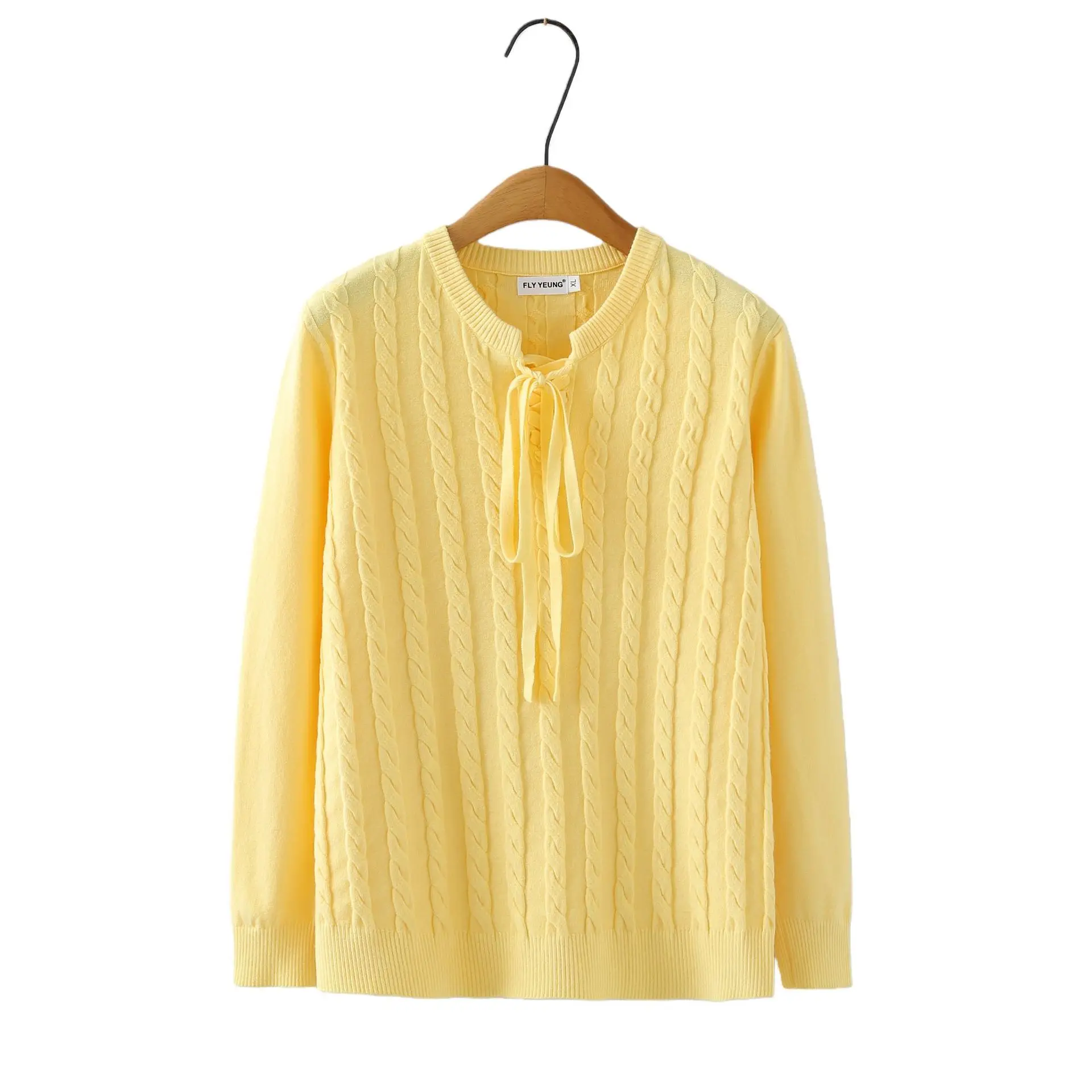 XXXL Fashion Plus Size Woman Clothing Sweaters New Autumn And Winter Elegant Fresh Twist lace-up Knit Base Jersey 5036