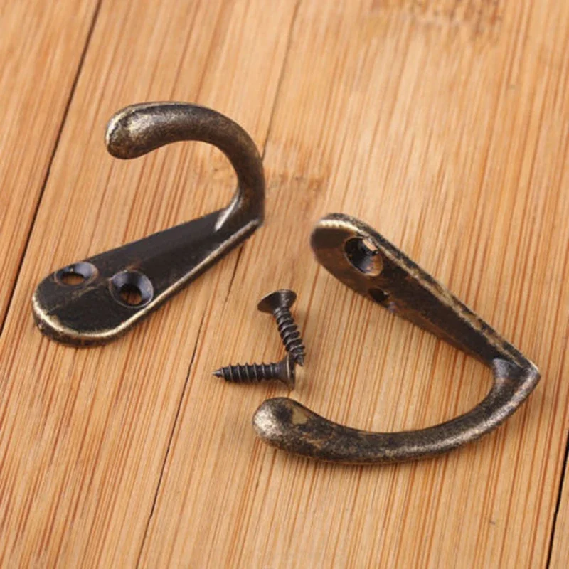 10pcs Cloth Hook Hangers Vintage Bronze Wall Hook Rustic Key Coat Bag Hat Hanger Rustic Robe Hooks Wall Hanging Hooks Coat Rack