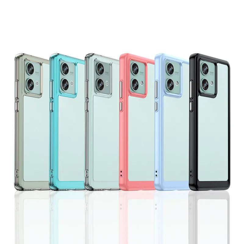 Colorful Soft Edge Silicone Transparent Shockproof Bumper Case (6.55 inch)